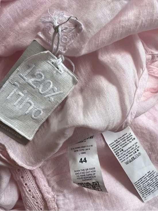 NWT 120% Lino Brand Italy pink size 44 lace v neck - Picture 6 of 11